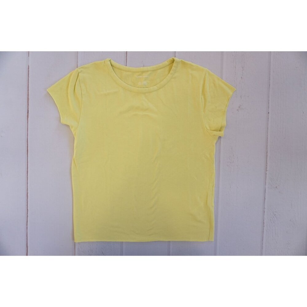 Anthropologie Women's Yellow Cropped Short Sleeve Tee Shirt - Size S